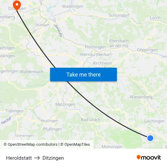 Heroldstatt to Ditzingen map