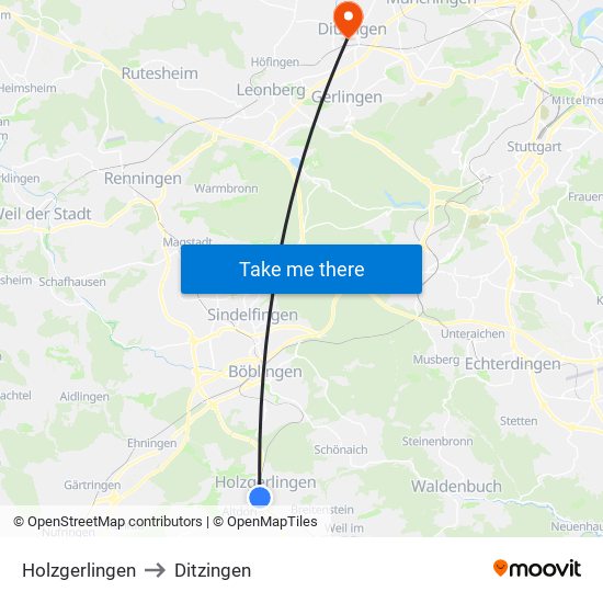Holzgerlingen to Ditzingen map