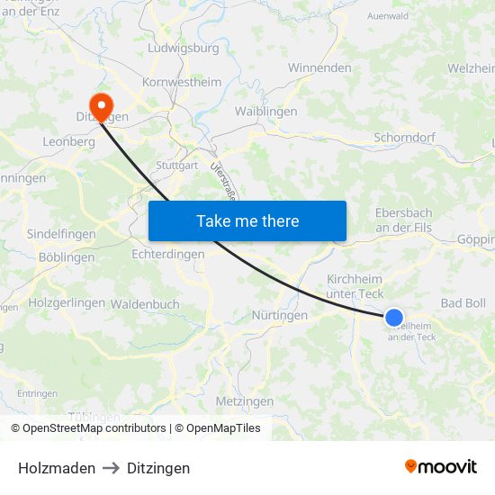 Holzmaden to Ditzingen map