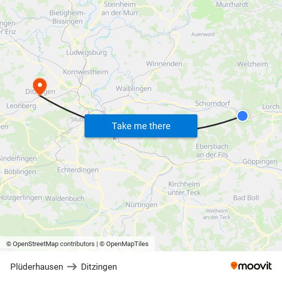 Plüderhausen to Ditzingen map