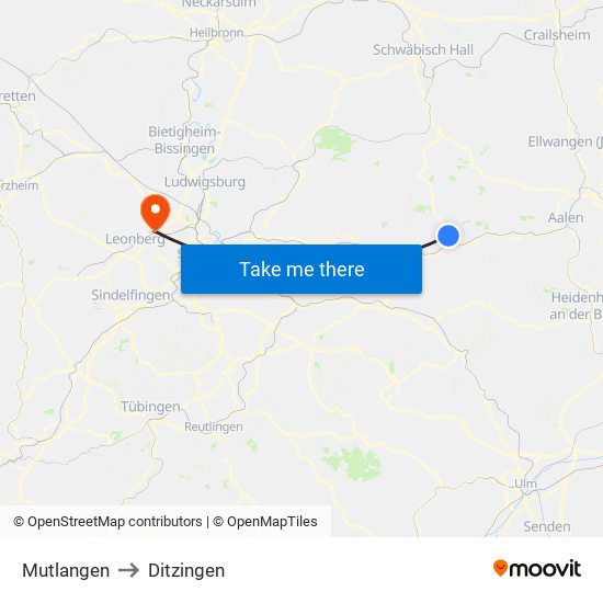 Mutlangen to Ditzingen map