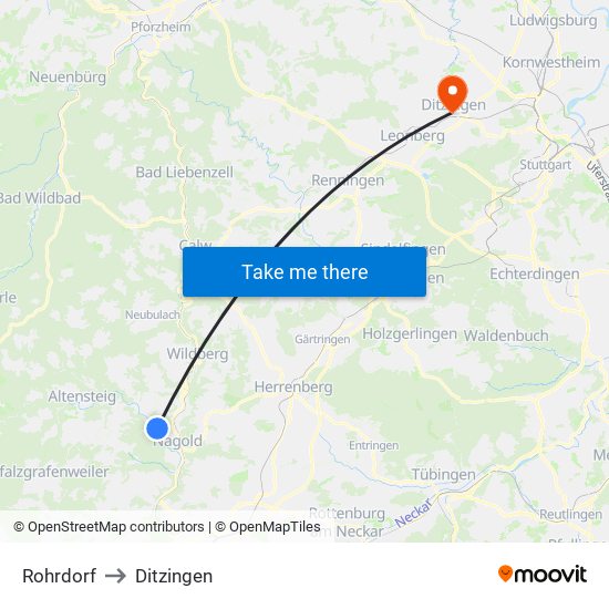 Rohrdorf to Ditzingen map
