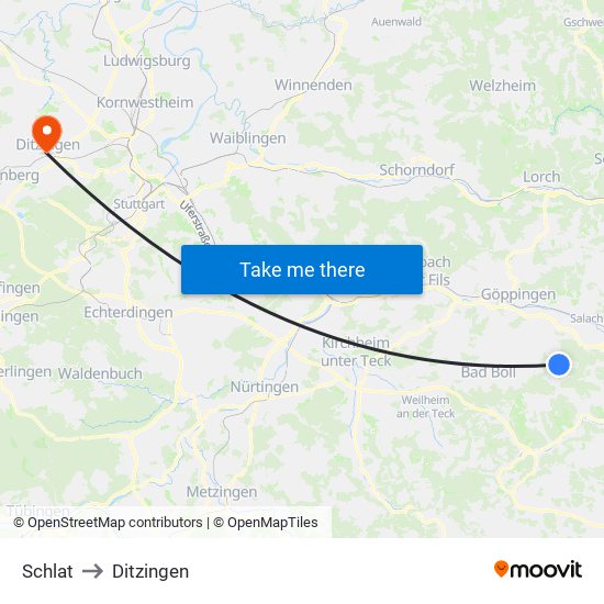 Schlat to Ditzingen map