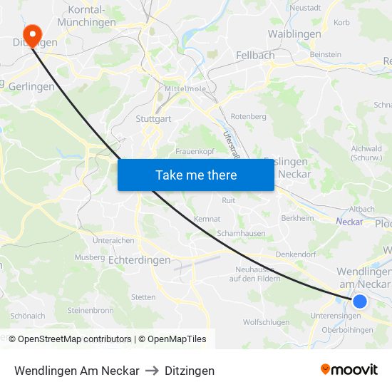 Wendlingen Am Neckar to Ditzingen map