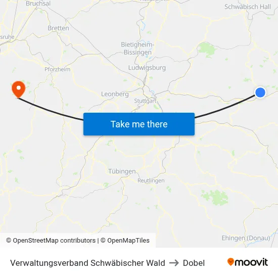 Verwaltungsverband Schwäbischer Wald to Dobel map