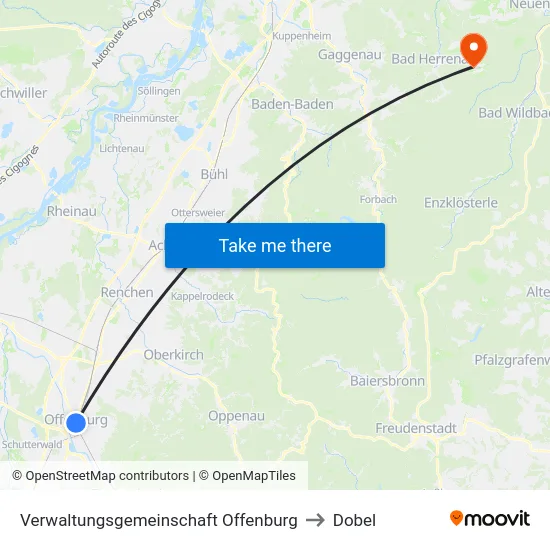 Verwaltungsgemeinschaft Offenburg to Dobel map