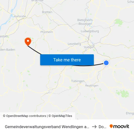 Gemeindeverwaltungsverband Wendlingen am Neckar to Dobel map