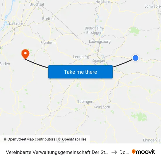 Vereinbarte Verwaltungsgemeinschaft Der Stadt Schorndorf to Dobel map