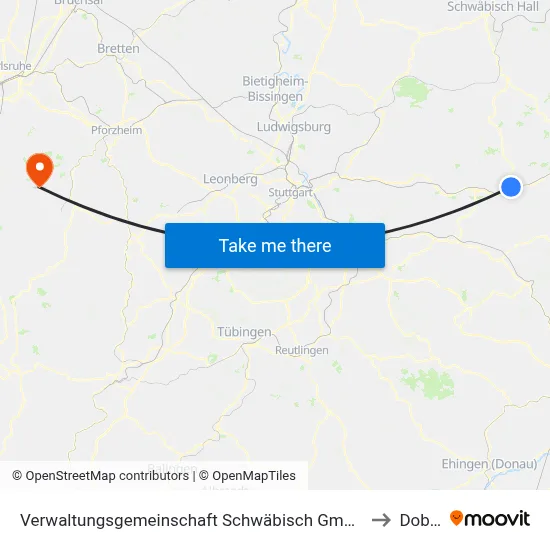 Verwaltungsgemeinschaft Schwäbisch Gmünd to Dobel map