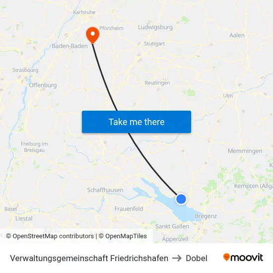 Verwaltungsgemeinschaft Friedrichshafen to Dobel map