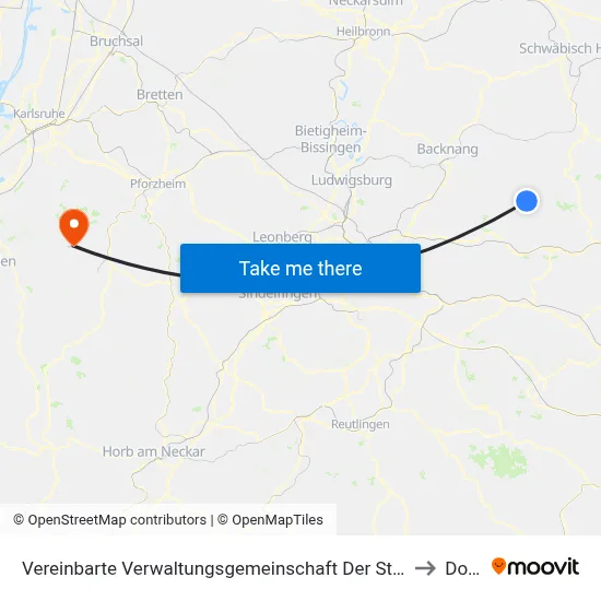 Vereinbarte Verwaltungsgemeinschaft Der Stadt Welzheim to Dobel map