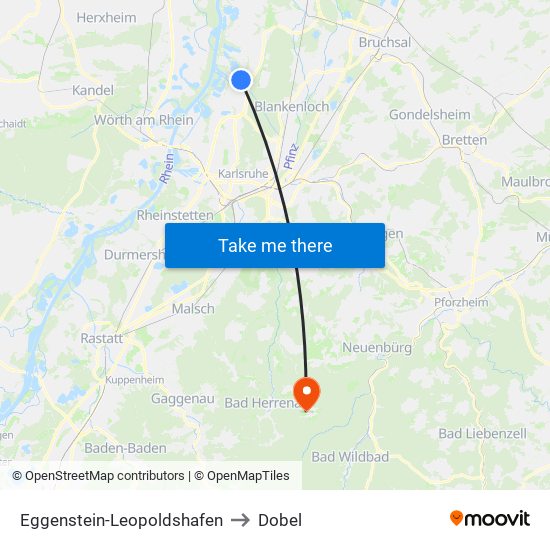 Eggenstein-Leopoldshafen to Dobel map