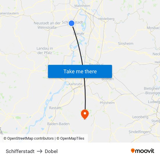 Schifferstadt to Dobel map