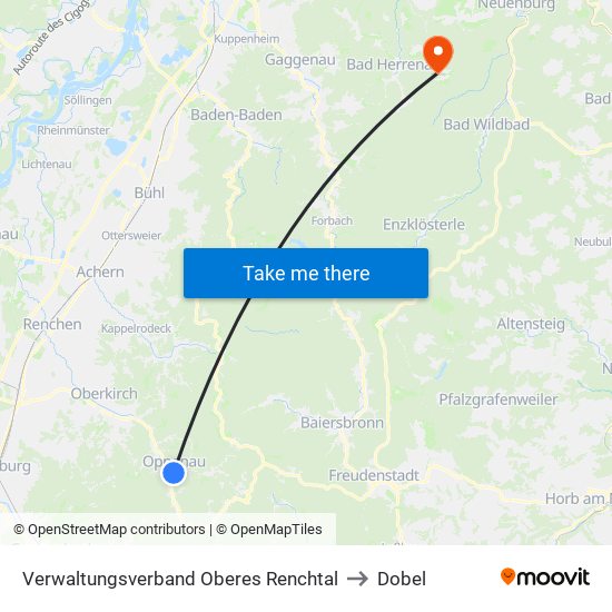 Verwaltungsverband Oberes Renchtal to Dobel map