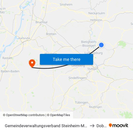 Gemeindeverwaltungsverband Steinheim-Murr to Dobel map