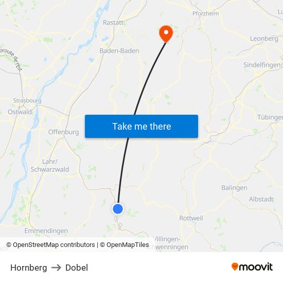 Hornberg to Dobel map