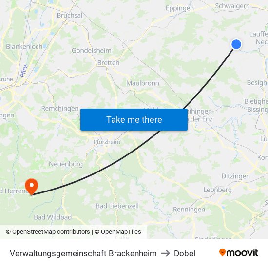 Verwaltungsgemeinschaft Brackenheim to Dobel map