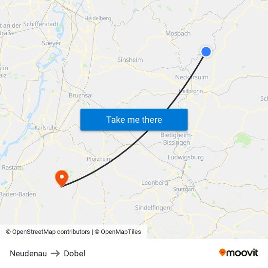 Neudenau to Dobel map