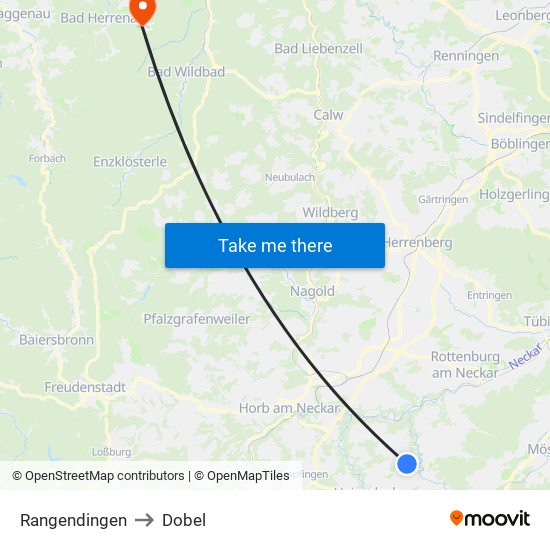 Rangendingen to Dobel map