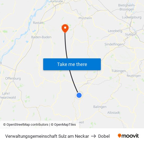 Verwaltungsgemeinschaft Sulz am Neckar to Dobel map