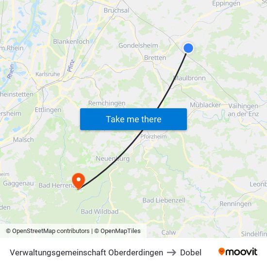 Verwaltungsgemeinschaft Oberderdingen to Dobel map