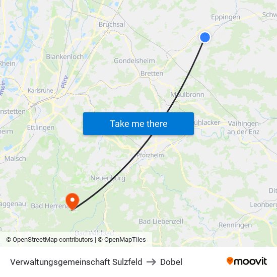 Verwaltungsgemeinschaft Sulzfeld to Dobel map