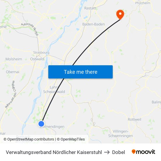 Verwaltungsverband Nördlicher Kaiserstuhl to Dobel map
