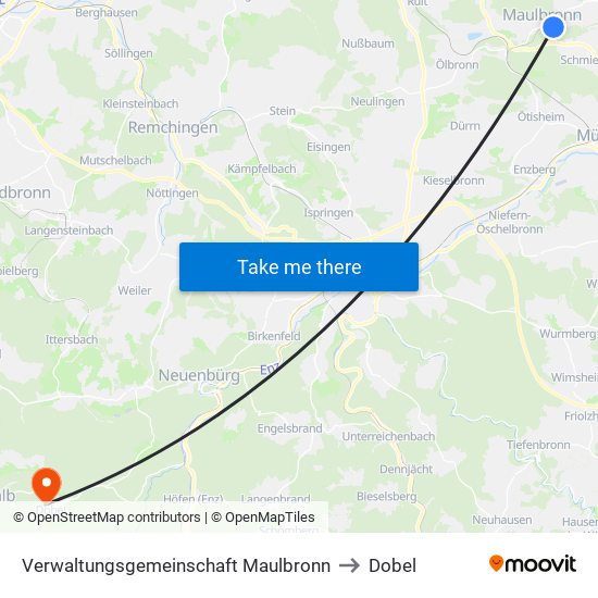 Verwaltungsgemeinschaft Maulbronn to Dobel map