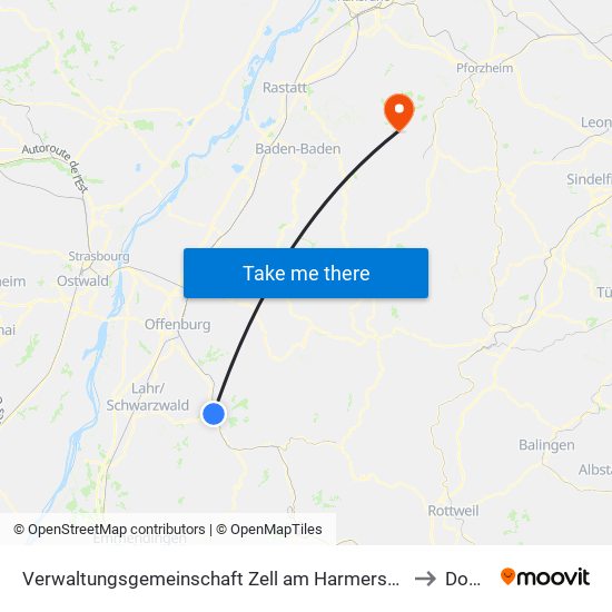 Verwaltungsgemeinschaft Zell am Harmersbach to Dobel map