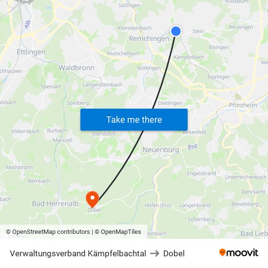 Verwaltungsverband Kämpfelbachtal to Dobel map