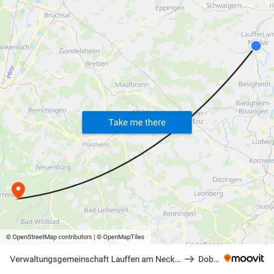 Verwaltungsgemeinschaft Lauffen am Neckar to Dobel map