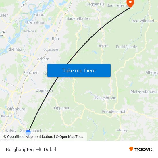 Berghaupten to Dobel map