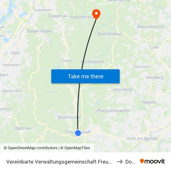 Vereinbarte Verwaltungsgemeinschaft Freudenstadt to Dobel map