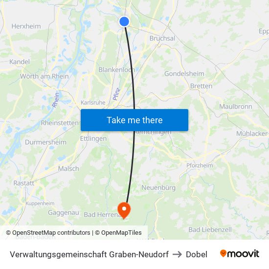 Verwaltungsgemeinschaft Graben-Neudorf to Dobel map