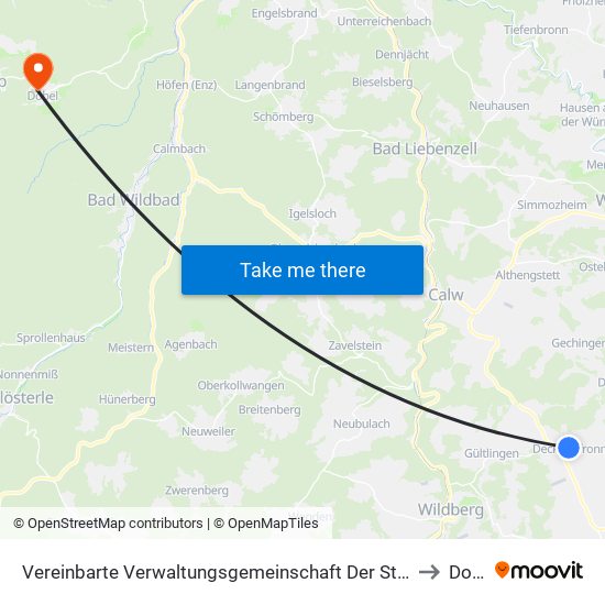 Vereinbarte Verwaltungsgemeinschaft Der Stadt Herrenberg to Dobel map