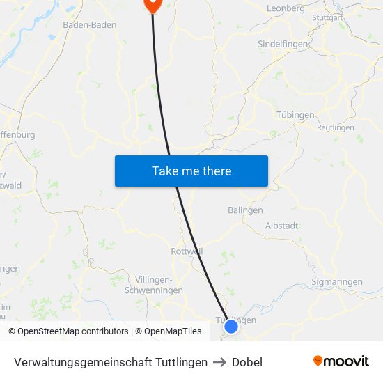 Verwaltungsgemeinschaft Tuttlingen to Dobel map