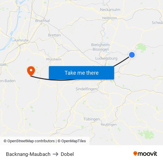 Backnang-Maubach to Dobel map