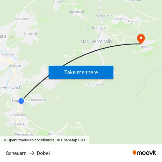 Scheuern to Dobel map