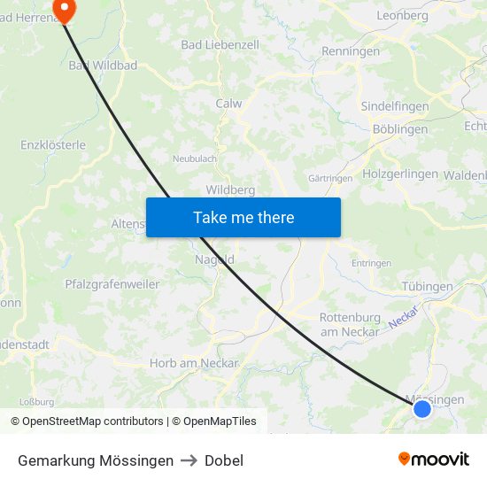 Gemarkung Mössingen to Dobel map