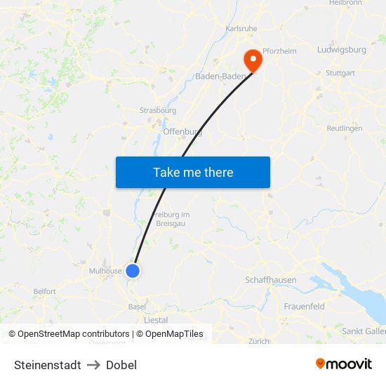 Steinenstadt to Dobel map