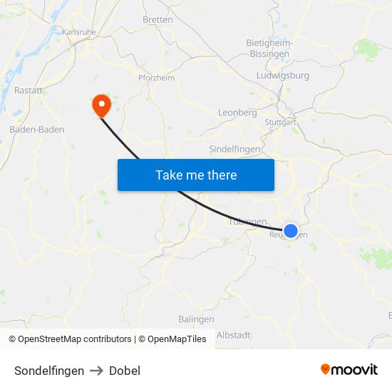 Sondelfingen to Dobel map