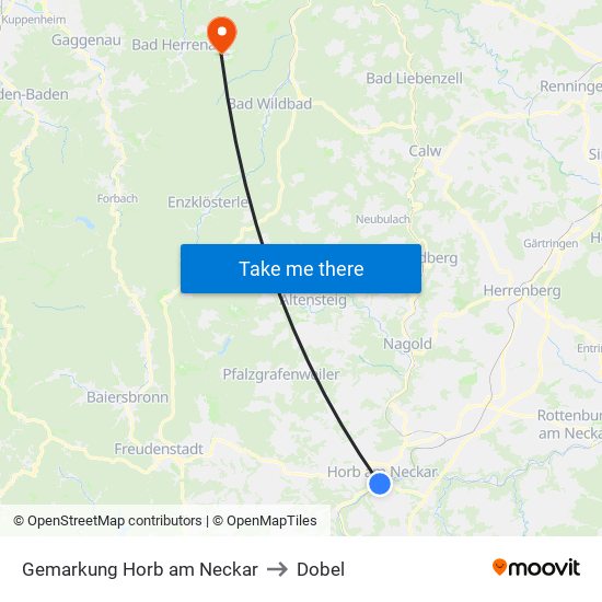 Gemarkung Horb am Neckar to Dobel map