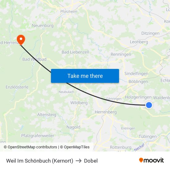 Weil Im Schönbuch (Kernort) to Dobel map