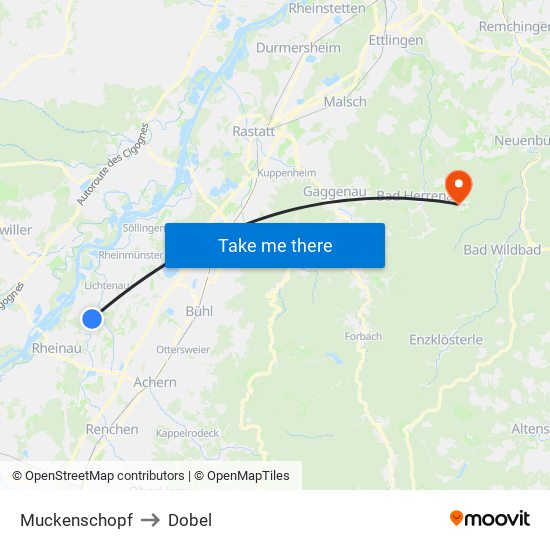 Muckenschopf to Dobel map