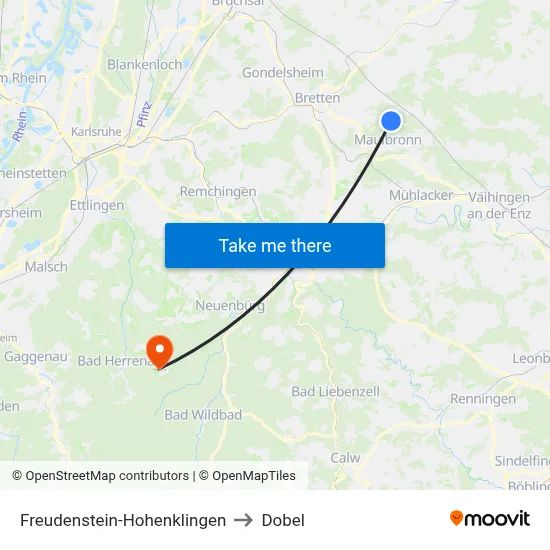 Freudenstein-Hohenklingen to Dobel map