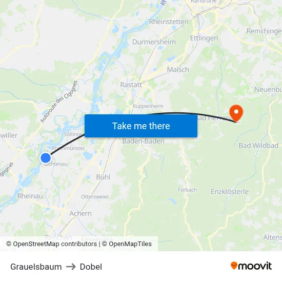 Grauelsbaum to Dobel map