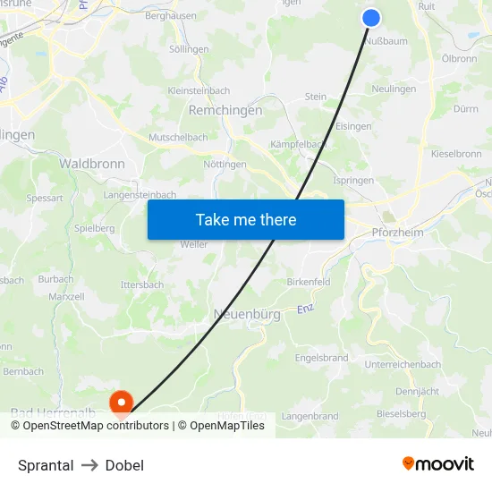Sprantal to Dobel map