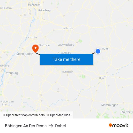 Böbingen An Der Rems to Dobel map