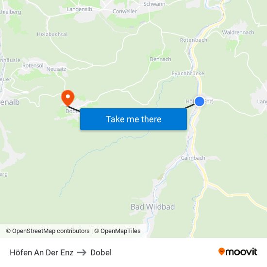 Höfen An Der Enz to Dobel map