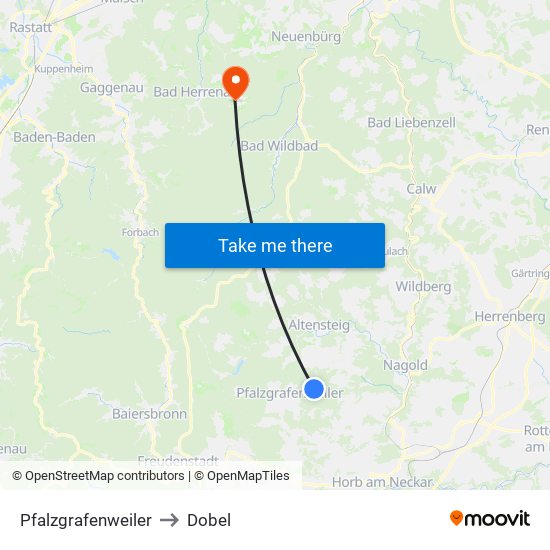 Pfalzgrafenweiler to Dobel map